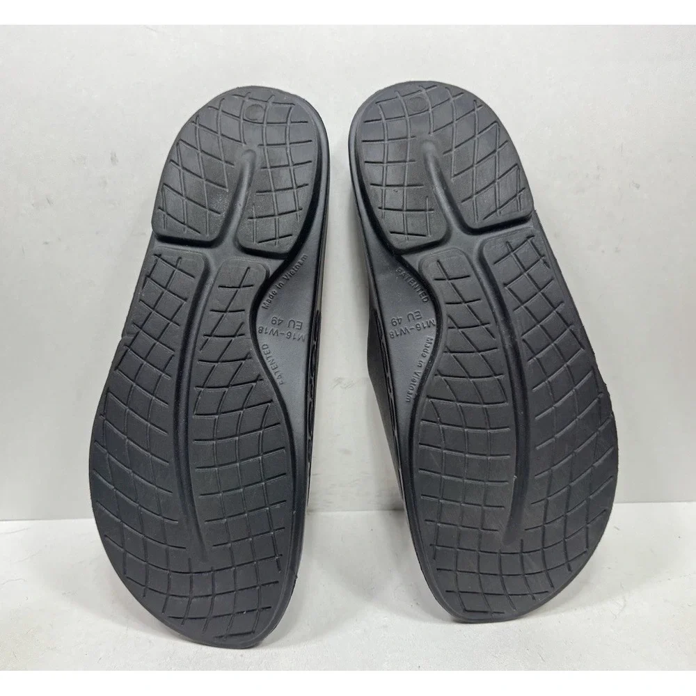 OOFOS OOahh Sport Flex Sandal Black Matte Men's Size 16 Slides
